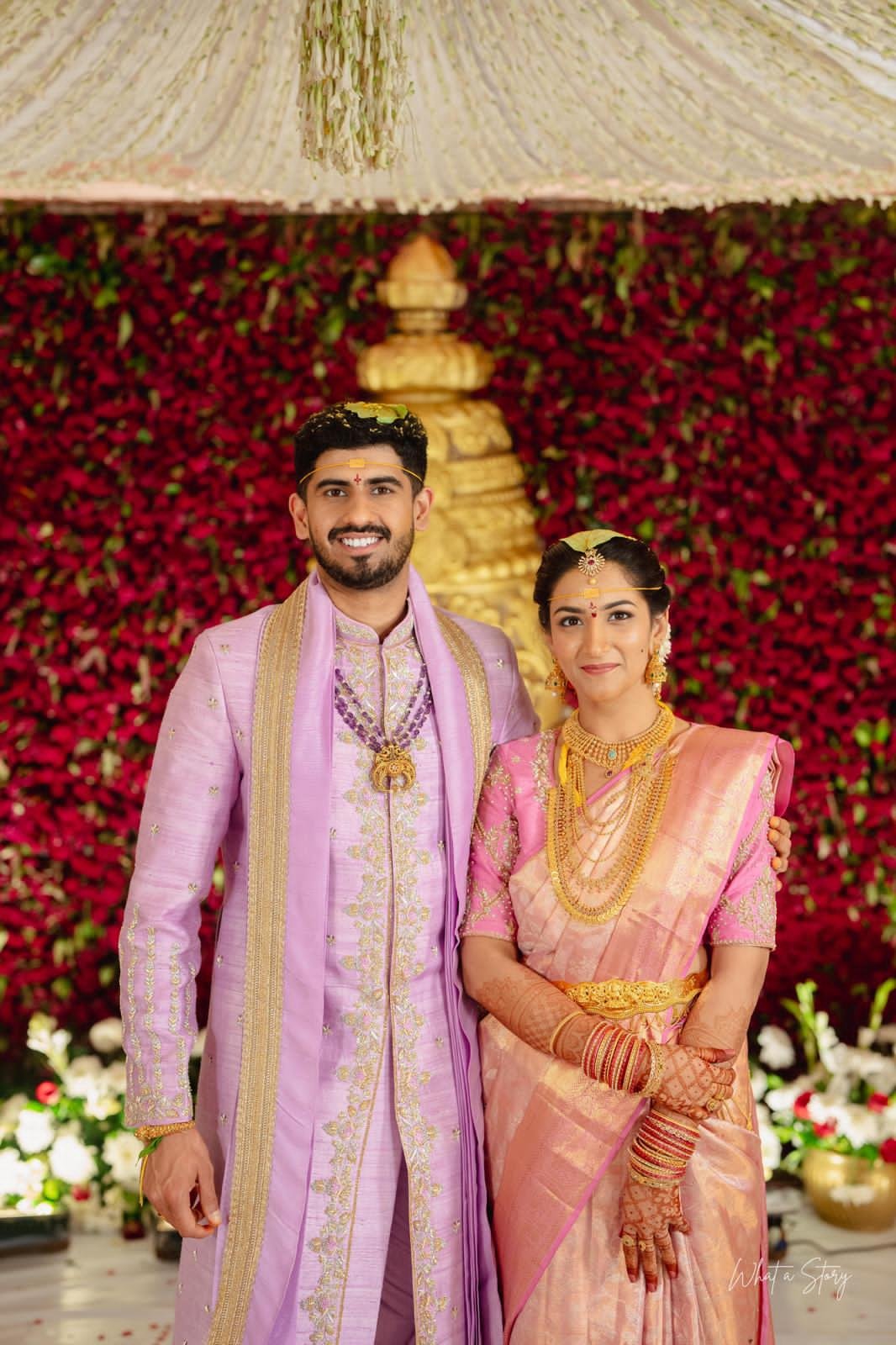 Happy couple married through a professional matrimony service